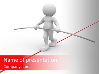 A Person Walking On A Tightrope With A Stick PowerPoint Template