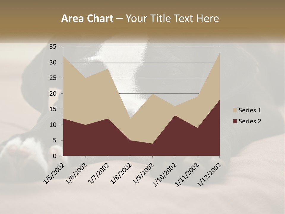 A Black And White Dog Laying On Top Of A Bed PowerPoint Template