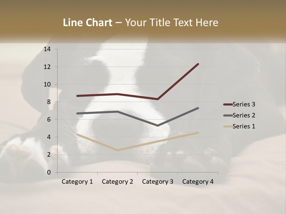 A Black And White Dog Laying On Top Of A Bed PowerPoint Template