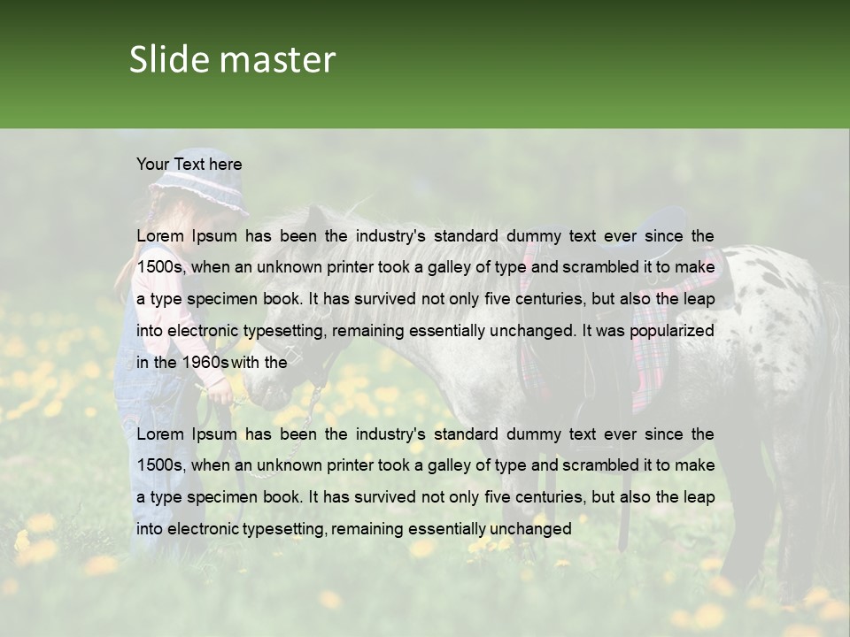 A Little Girl Standing Next To A Horse In A Field PowerPoint Template