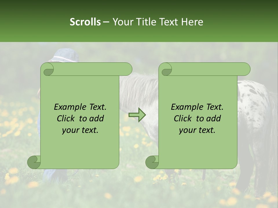 A Little Girl Standing Next To A Horse In A Field PowerPoint Template