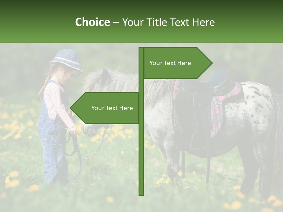 A Little Girl Standing Next To A Horse In A Field PowerPoint Template