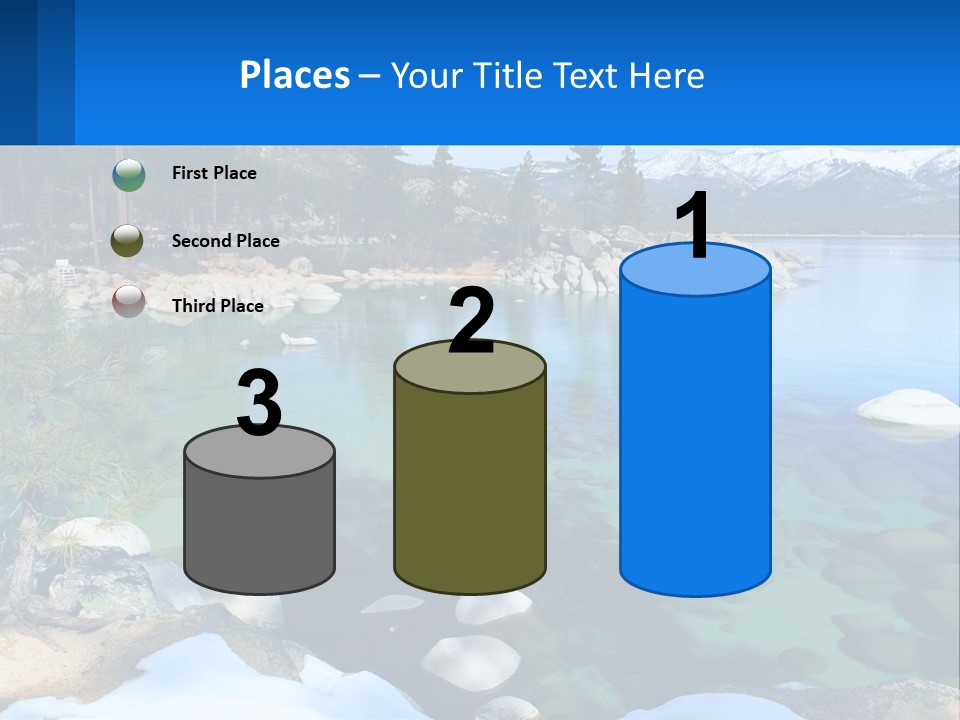 A Body Of Water Surrounded By Rocks And Trees PowerPoint Template