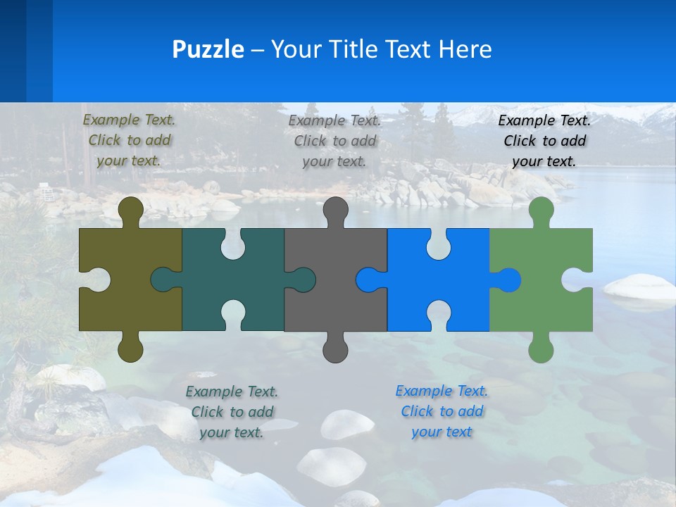 A Body Of Water Surrounded By Rocks And Trees PowerPoint Template