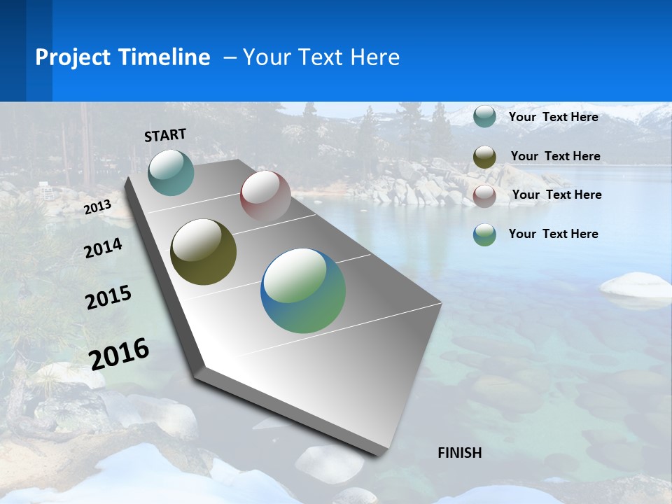 A Body Of Water Surrounded By Rocks And Trees PowerPoint Template