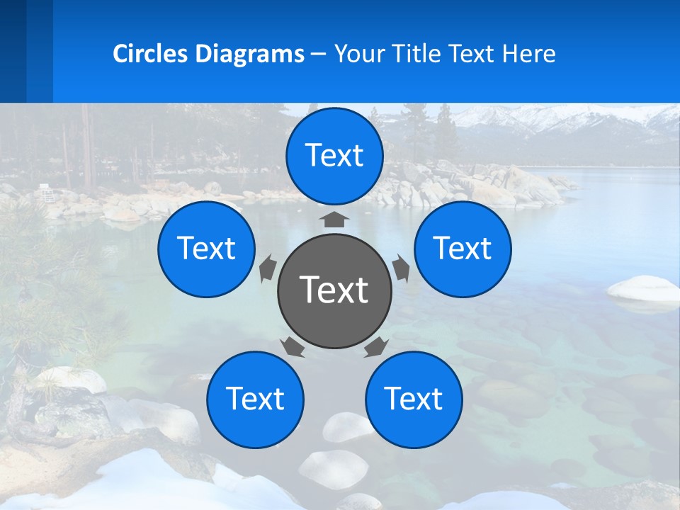 A Body Of Water Surrounded By Rocks And Trees PowerPoint Template