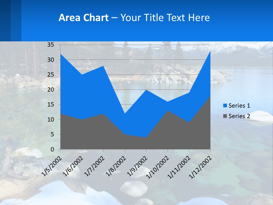 A Body Of Water Surrounded By Rocks And Trees PowerPoint Template