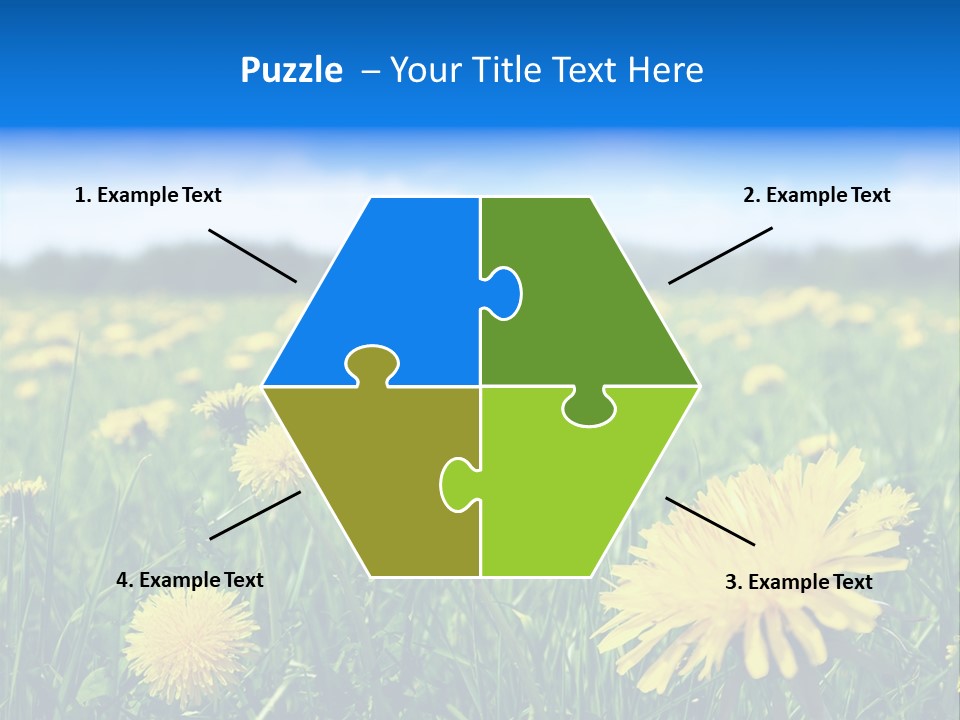 A Field Full Of Yellow Dandelions Under A Blue Sky PowerPoint Template