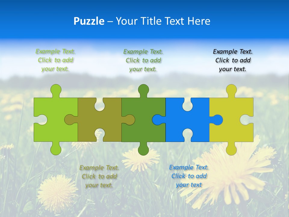 A Field Full Of Yellow Dandelions Under A Blue Sky PowerPoint Template