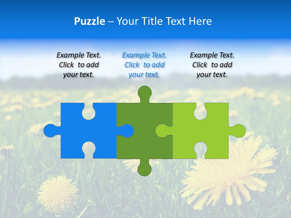 A Field Full Of Yellow Dandelions Under A Blue Sky PowerPoint Template