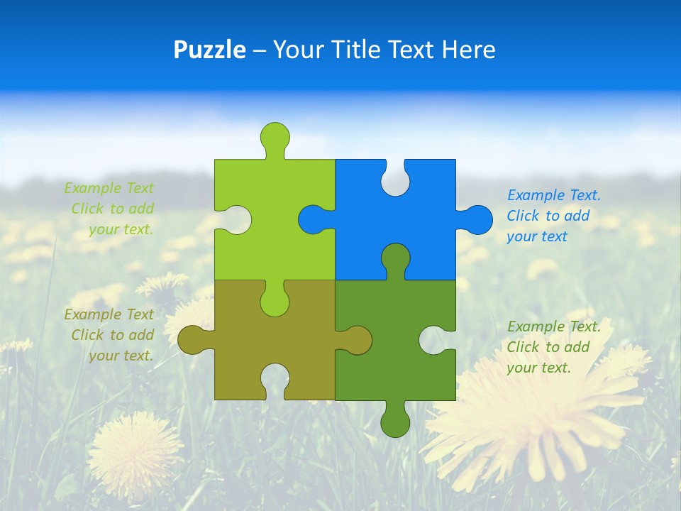 A Field Full Of Yellow Dandelions Under A Blue Sky PowerPoint Template