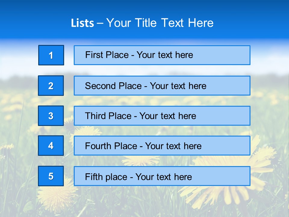 A Field Full Of Yellow Dandelions Under A Blue Sky PowerPoint Template