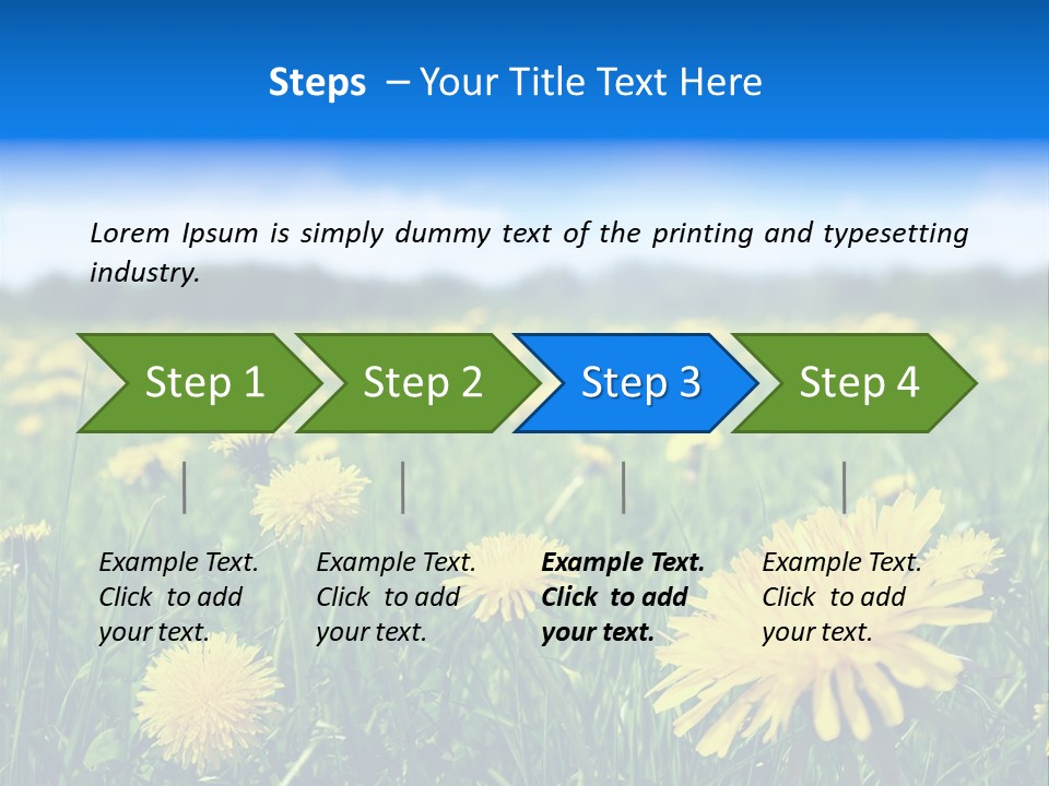 A Field Full Of Yellow Dandelions Under A Blue Sky PowerPoint Template