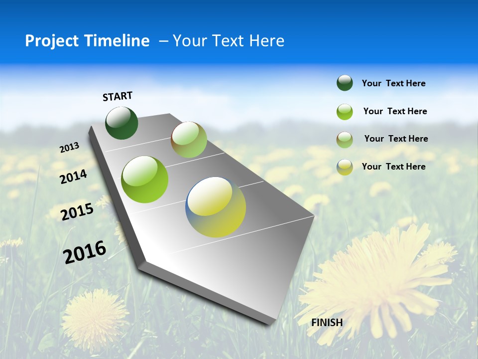 A Field Full Of Yellow Dandelions Under A Blue Sky PowerPoint Template