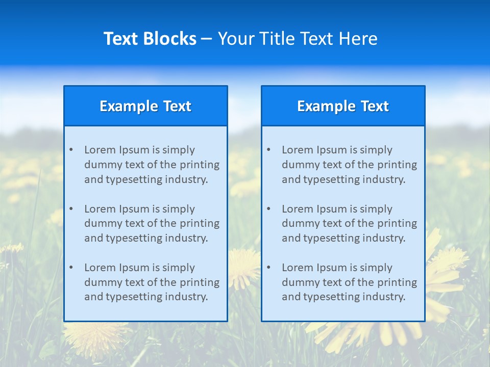 A Field Full Of Yellow Dandelions Under A Blue Sky PowerPoint Template