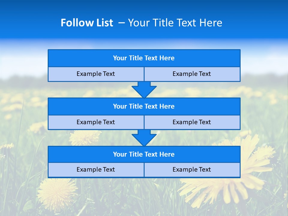 A Field Full Of Yellow Dandelions Under A Blue Sky PowerPoint Template