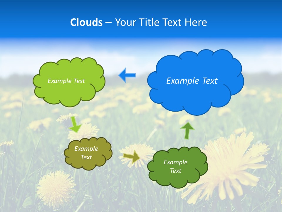 A Field Full Of Yellow Dandelions Under A Blue Sky PowerPoint Template