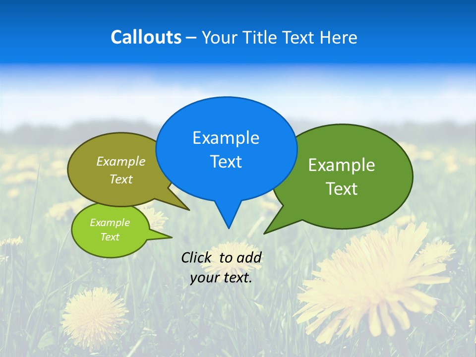 A Field Full Of Yellow Dandelions Under A Blue Sky PowerPoint Template