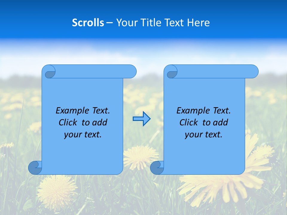 A Field Full Of Yellow Dandelions Under A Blue Sky PowerPoint Template