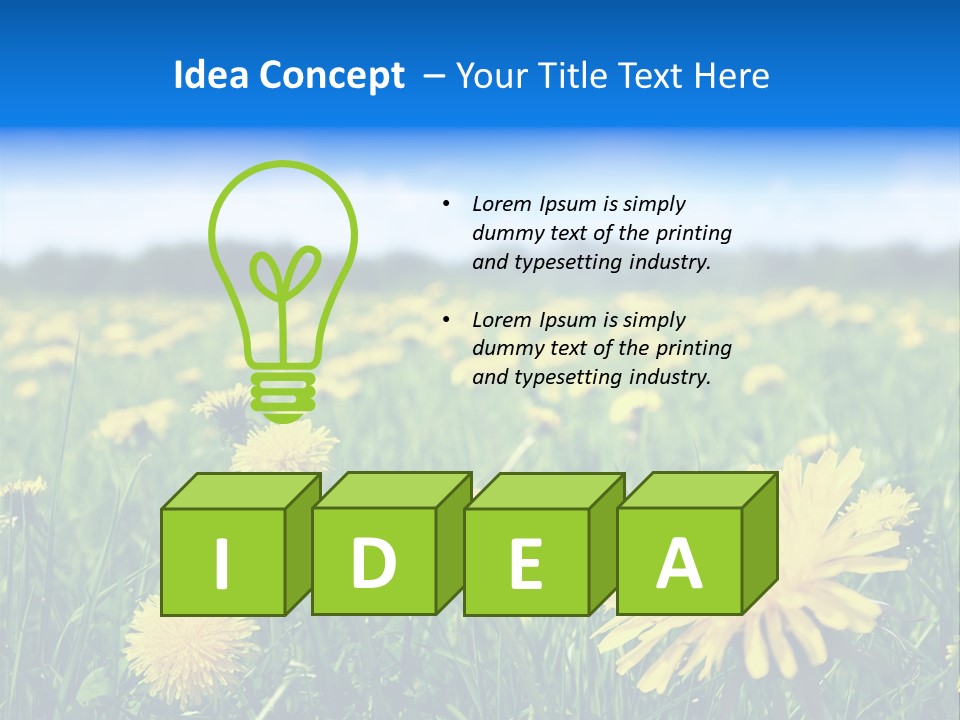 A Field Full Of Yellow Dandelions Under A Blue Sky PowerPoint Template