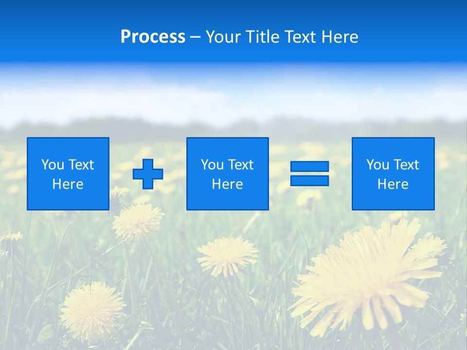 A Field Full Of Yellow Dandelions Under A Blue Sky PowerPoint Template