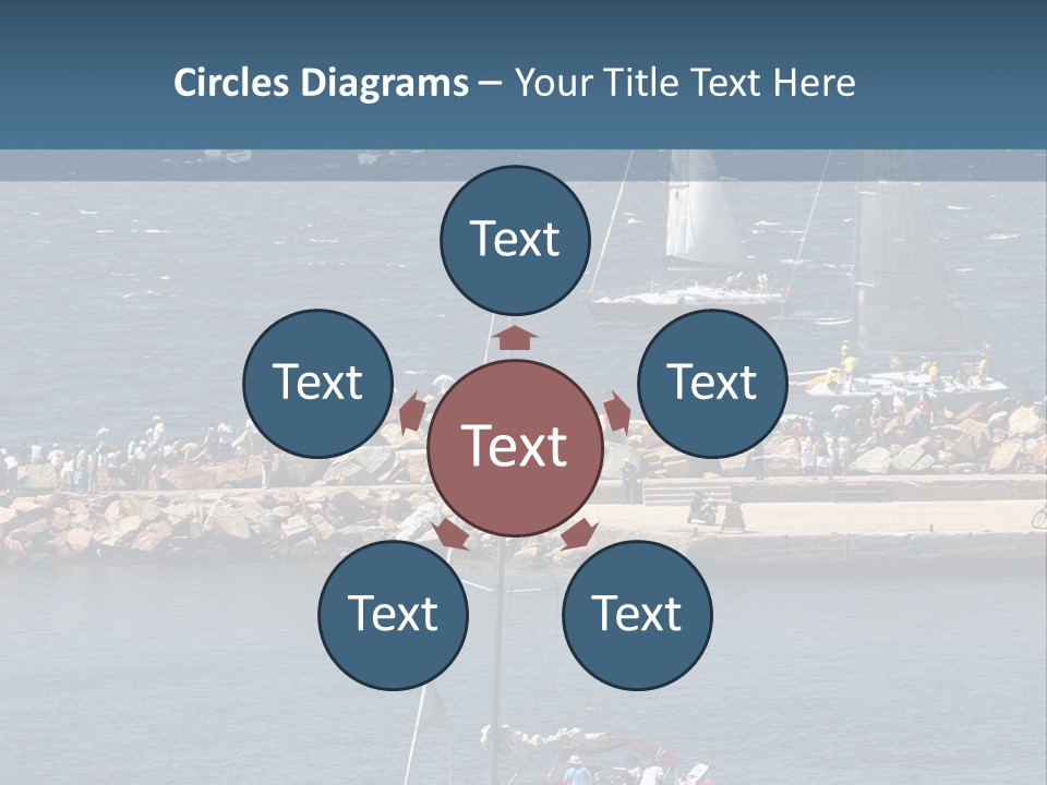 A Sailboat In The Water With A Lot Of Sailboats In The Background PowerPoint Template