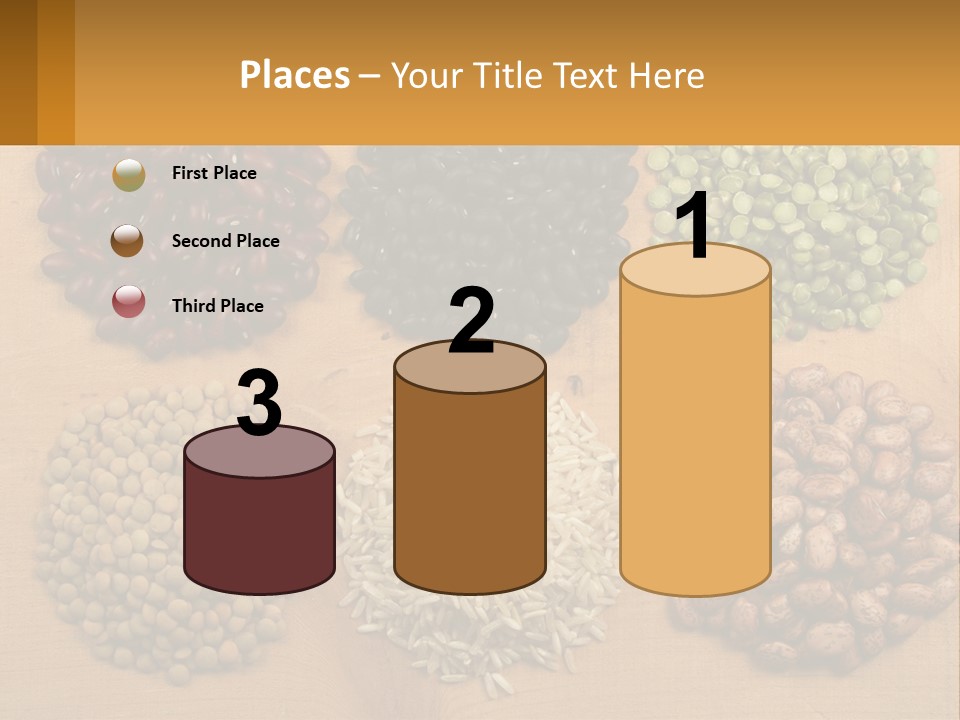 A Wooden Table Topped With Lots Of Different Types Of Beans PowerPoint Template