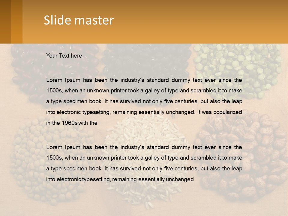 A Wooden Table Topped With Lots Of Different Types Of Beans PowerPoint Template