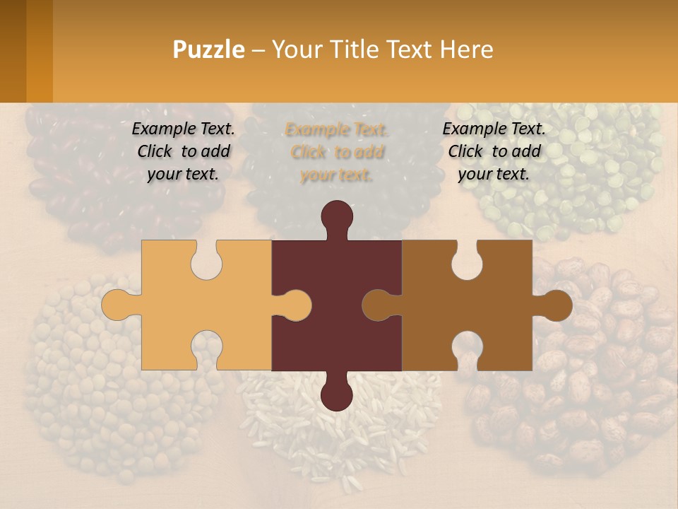 A Wooden Table Topped With Lots Of Different Types Of Beans PowerPoint Template