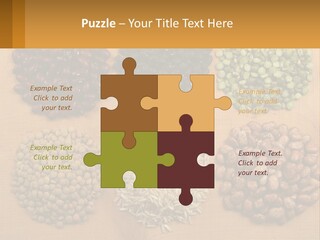 A Wooden Table Topped With Lots Of Different Types Of Beans PowerPoint Template