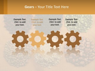 A Wooden Table Topped With Lots Of Different Types Of Beans PowerPoint Template