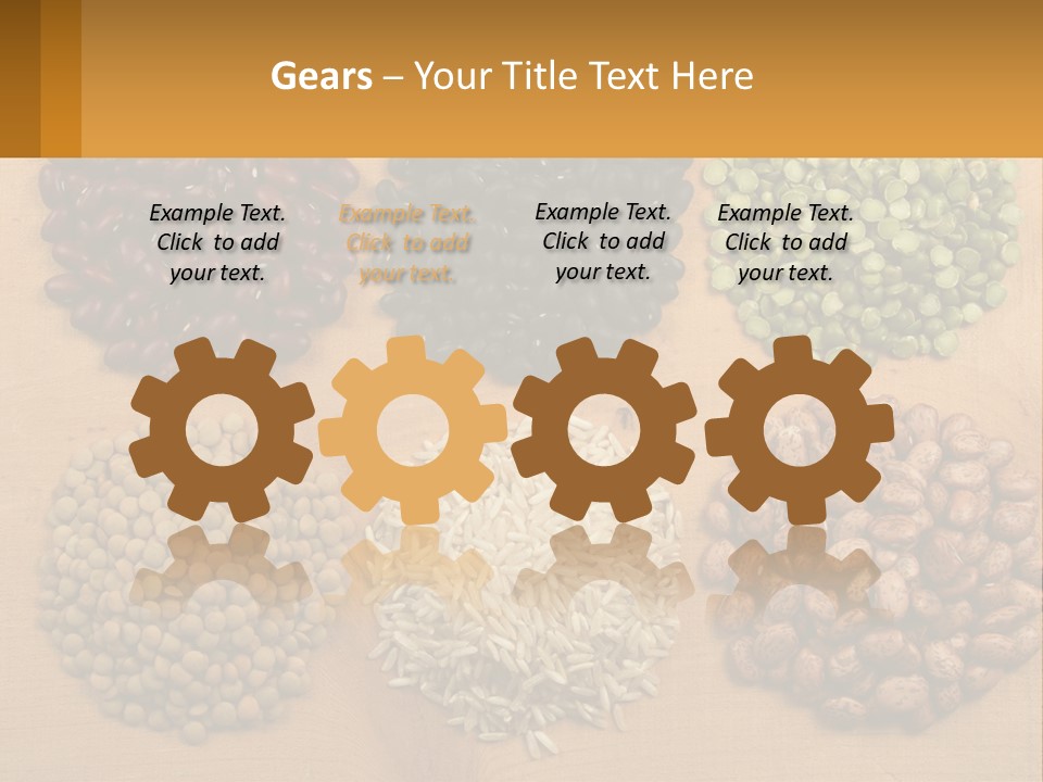 A Wooden Table Topped With Lots Of Different Types Of Beans PowerPoint Template