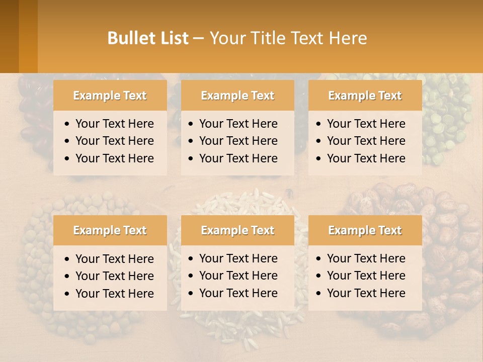 A Wooden Table Topped With Lots Of Different Types Of Beans PowerPoint Template