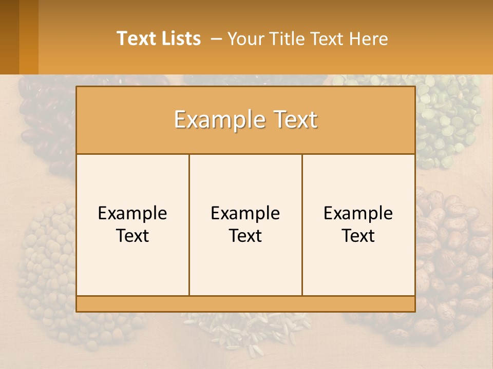 A Wooden Table Topped With Lots Of Different Types Of Beans PowerPoint Template