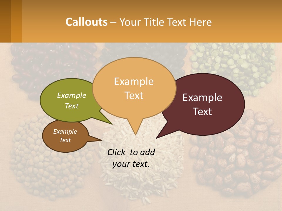 A Wooden Table Topped With Lots Of Different Types Of Beans PowerPoint Template
