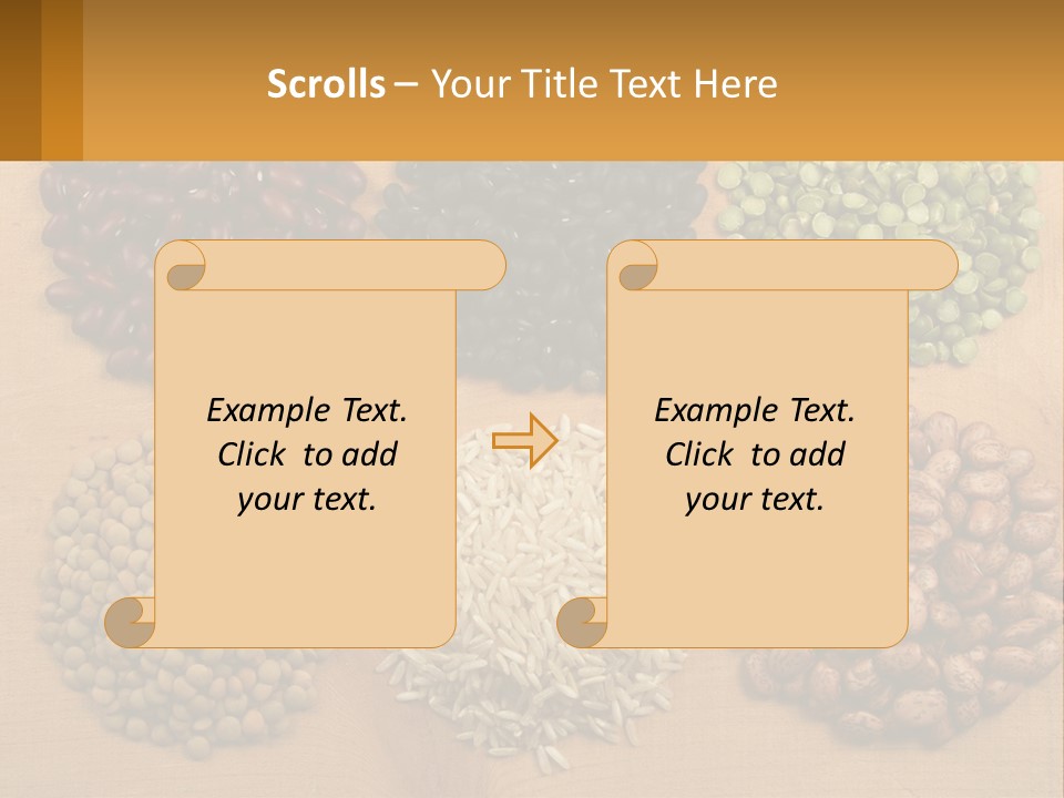 A Wooden Table Topped With Lots Of Different Types Of Beans PowerPoint Template