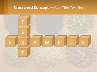 A Wooden Table Topped With Lots Of Different Types Of Beans PowerPoint Template