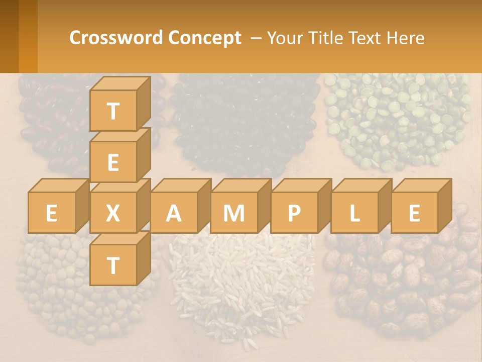 A Wooden Table Topped With Lots Of Different Types Of Beans PowerPoint Template