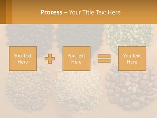 A Wooden Table Topped With Lots Of Different Types Of Beans PowerPoint Template