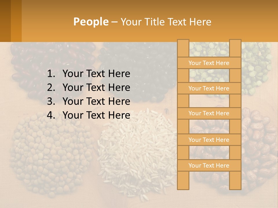A Wooden Table Topped With Lots Of Different Types Of Beans PowerPoint Template