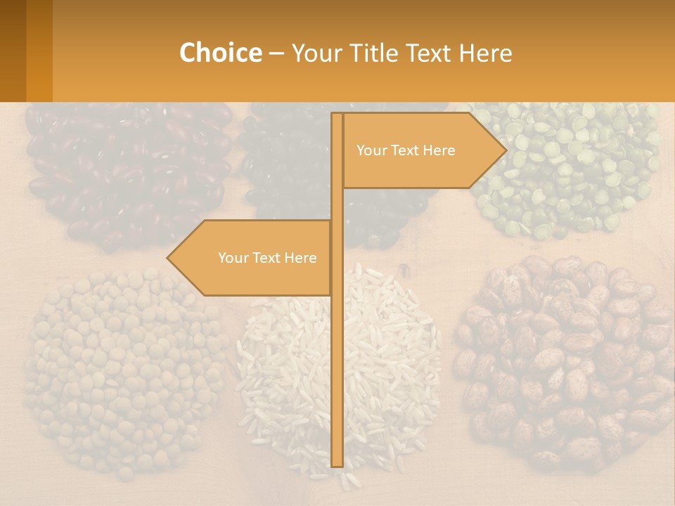 A Wooden Table Topped With Lots Of Different Types Of Beans PowerPoint Template