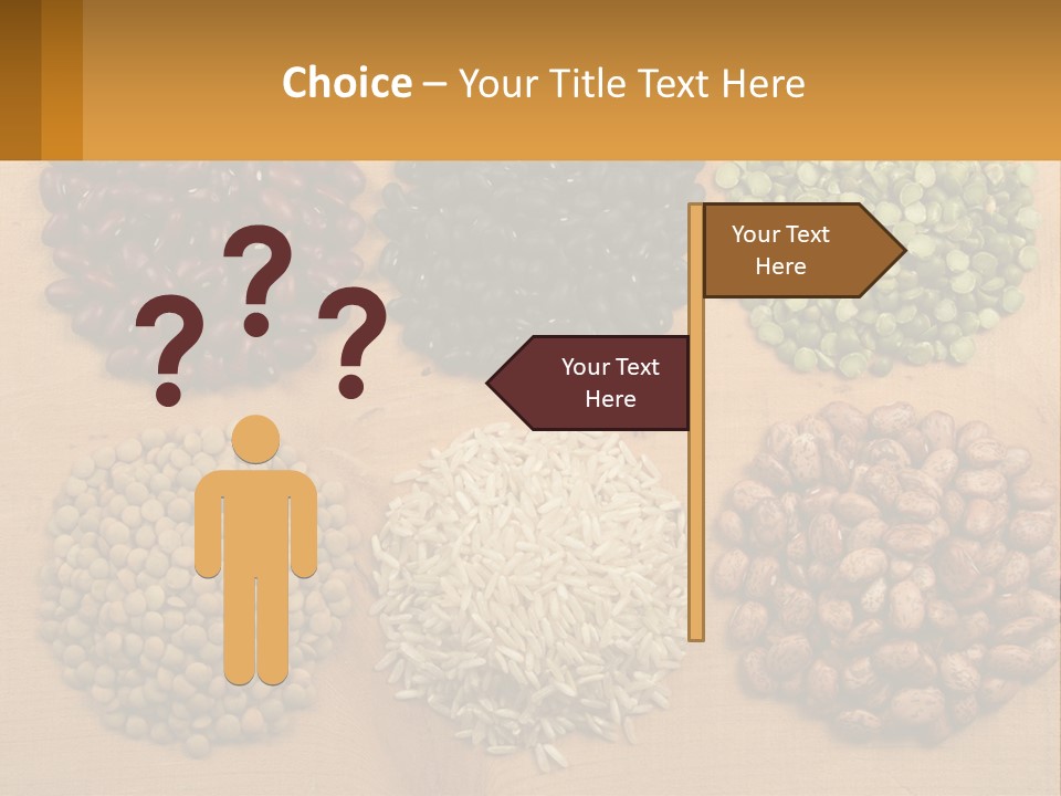 A Wooden Table Topped With Lots Of Different Types Of Beans PowerPoint Template