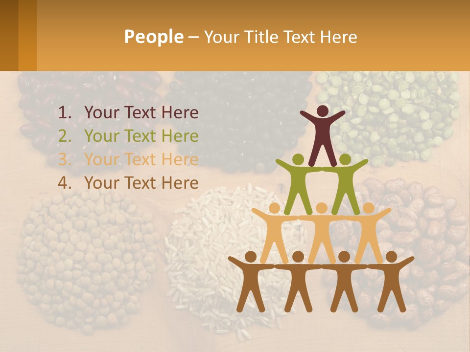 A Wooden Table Topped With Lots Of Different Types Of Beans PowerPoint Template