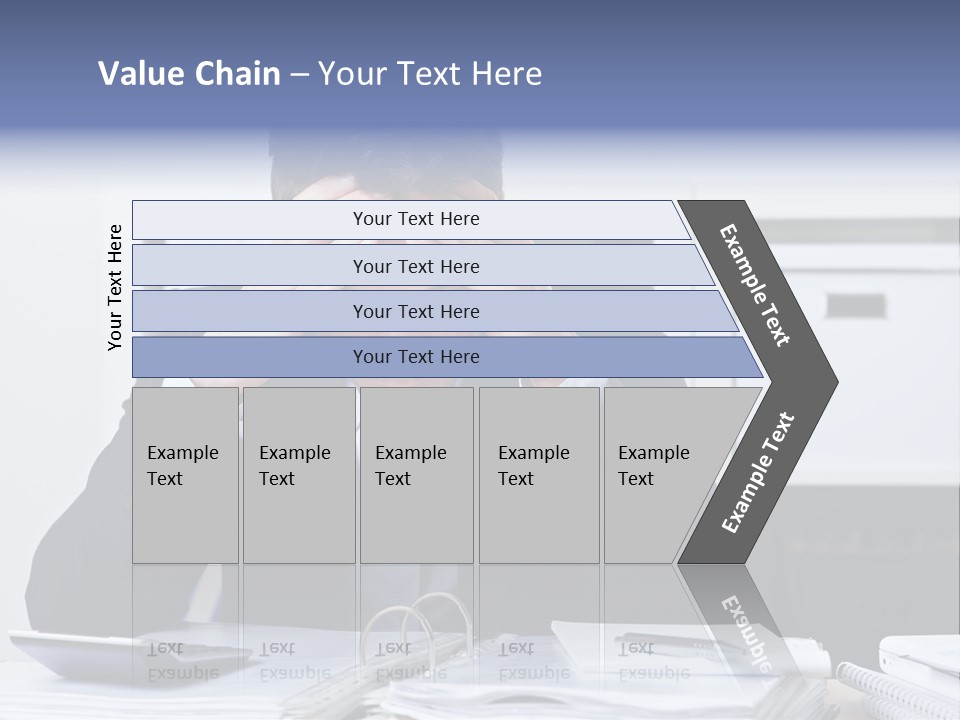 A Man Sitting At A Desk With His Hands On His Head PowerPoint Template