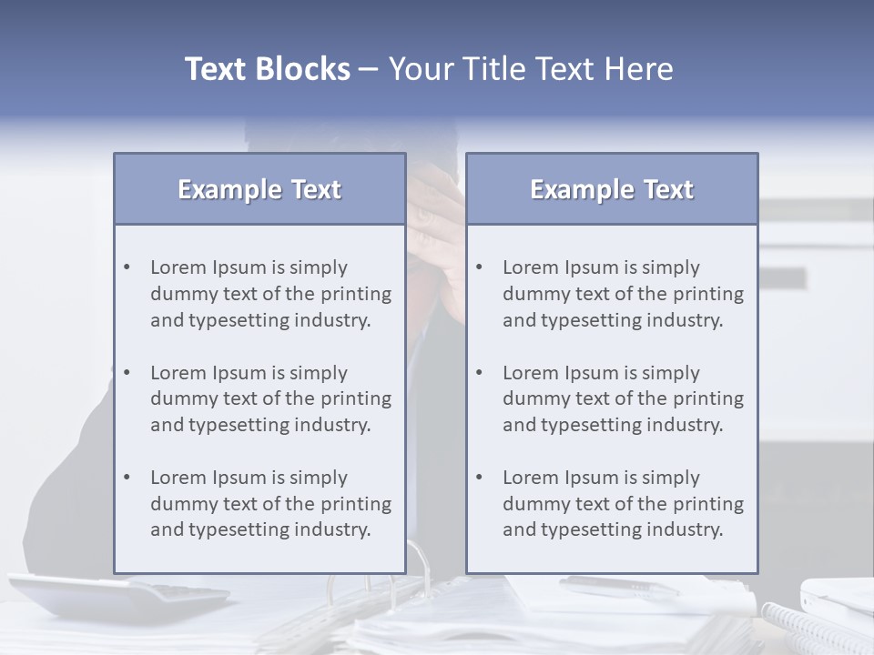 A Man Sitting At A Desk With His Hands On His Head PowerPoint Template