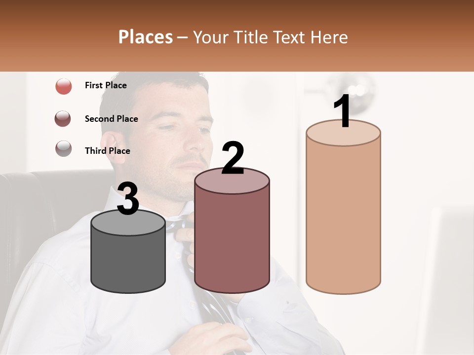A Man Sitting In A Chair Adjusting His Tie PowerPoint Template