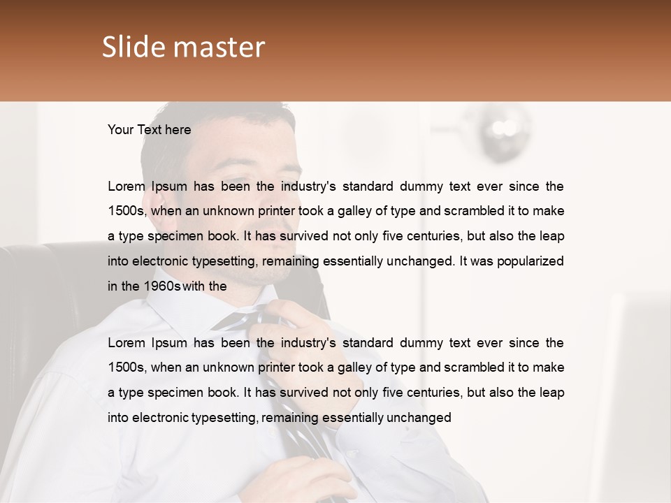 A Man Sitting In A Chair Adjusting His Tie PowerPoint Template