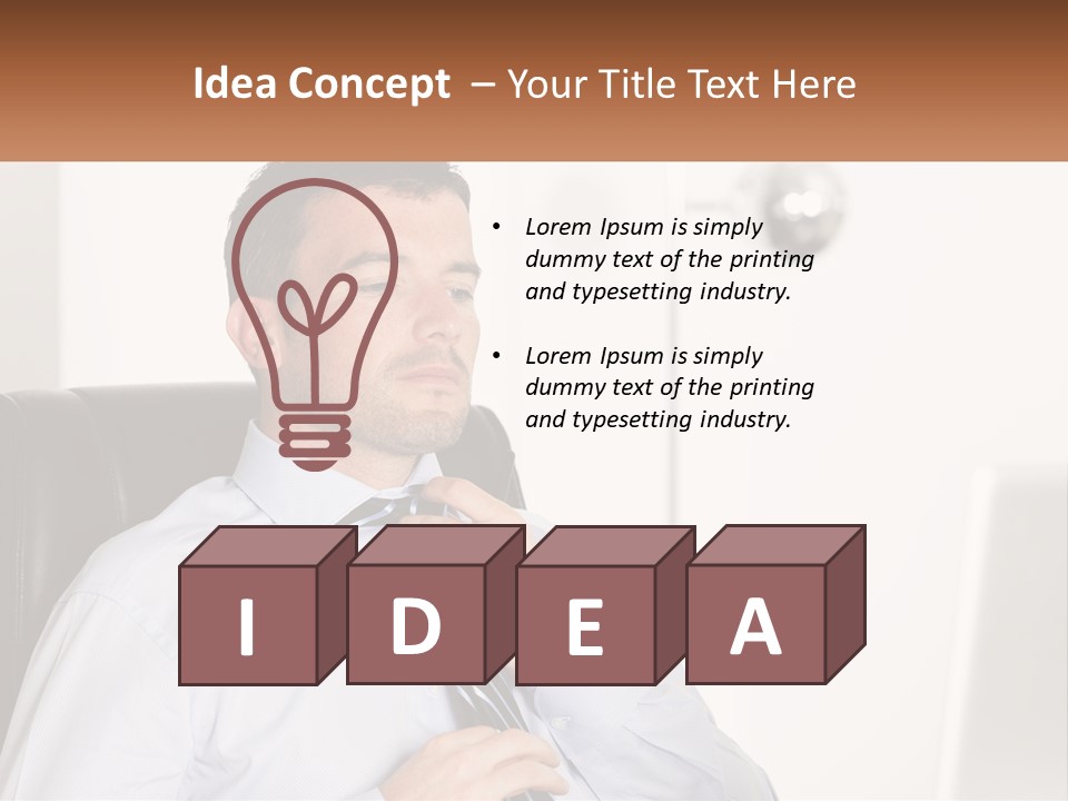 A Man Sitting In A Chair Adjusting His Tie PowerPoint Template