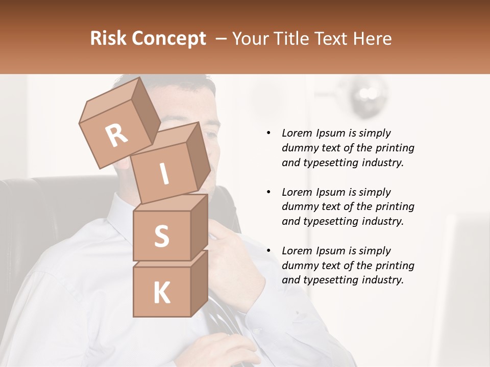 A Man Sitting In A Chair Adjusting His Tie PowerPoint Template