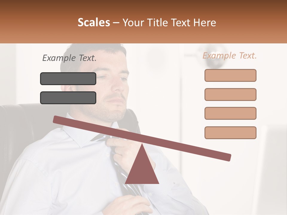 A Man Sitting In A Chair Adjusting His Tie PowerPoint Template